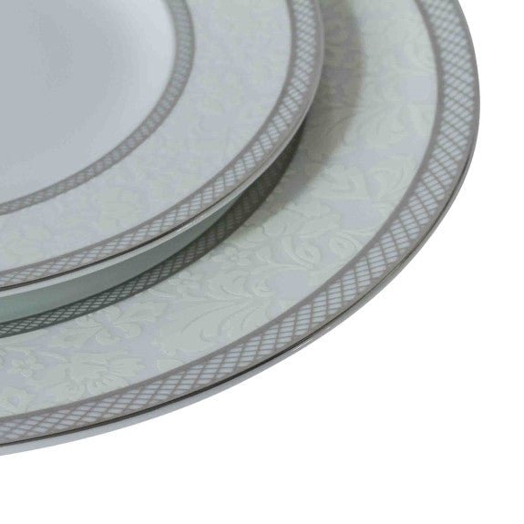 Brilliant - FLORAL LACE PLATINE 18 PC DINNERSET Home & Kitchen