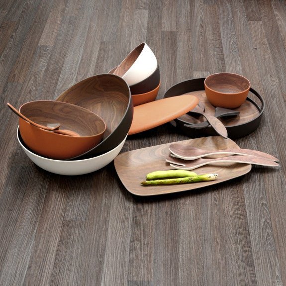 Brilliant - WALNUT COFFEE SALAD SERVER SET Home & Kitchen