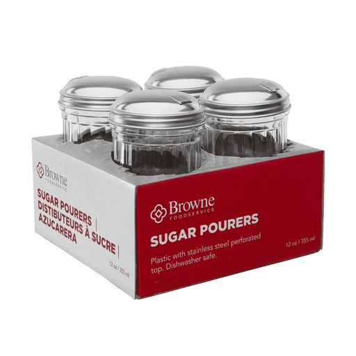 Browne - Sugar Pourer, Plastic, 12oz/355ml, 5.6"/14.3cm, SS Top, Self - Closing Side Spout, 4 Pack Home & Kitchen