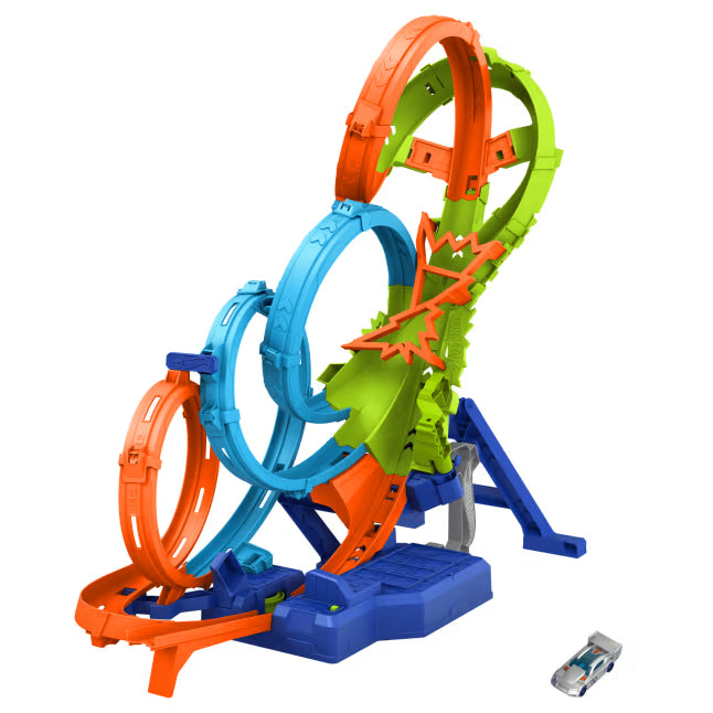 Hot Wheels - Circuit Action avec 4 loopings et zone de crash