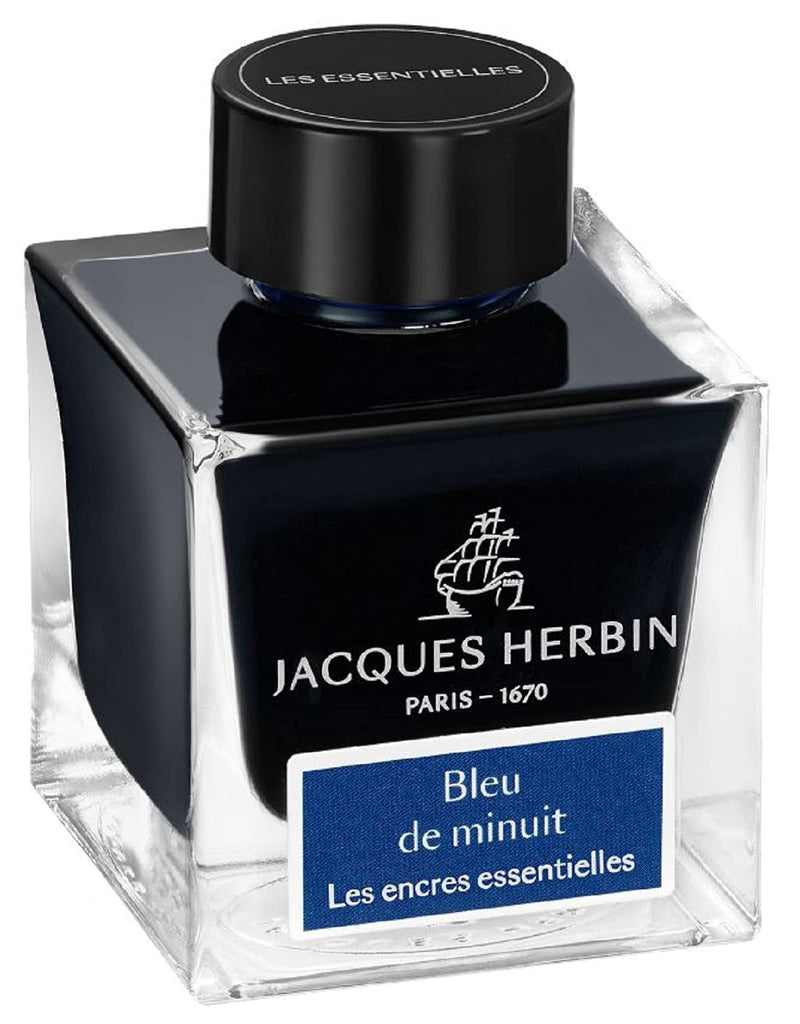 Jacques Herbin Essential Midnight Blue writing ink – 50 mL bottle