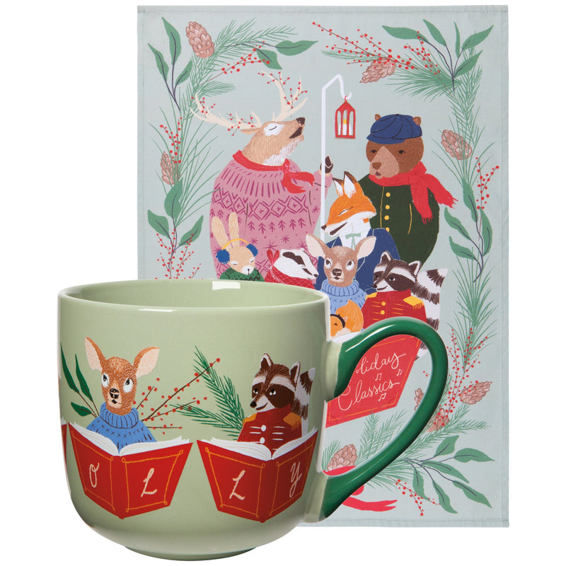 Jubilee - Woodland Carolers Christmas Mug and Dishtowel Set