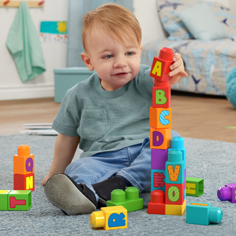 MEGA BLOKS ABC Building Bag 30-Piece Set (HRR60) — child learning letters