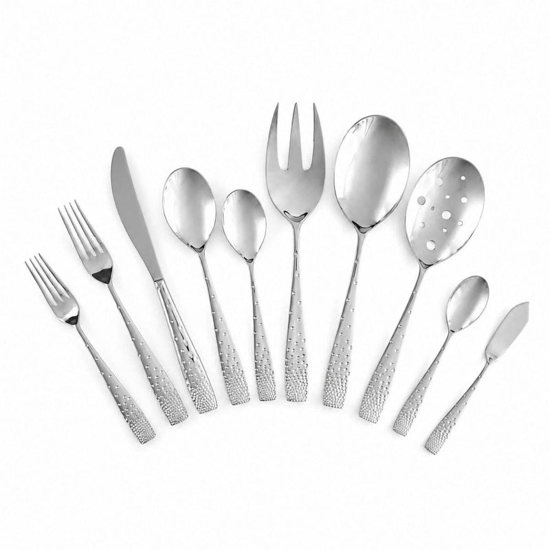 Nambé Dazzle 45-Piece Flatware Set - flatware pattern illustration; set contents are described in the listing.