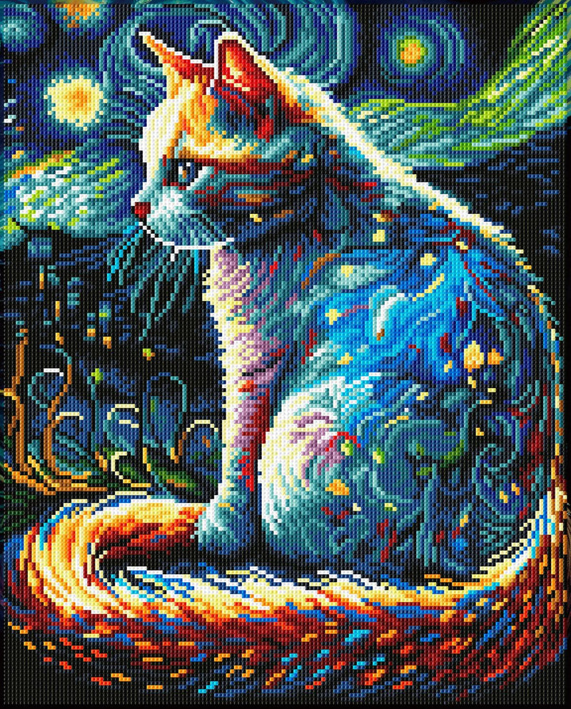 DIAMOND DOTZ - STARRY NIGHT CAT (19.9" x 15.9") Arts & Crafts