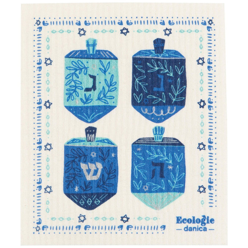Danica - Dreidels Hanukkah Swedish Dishcloth