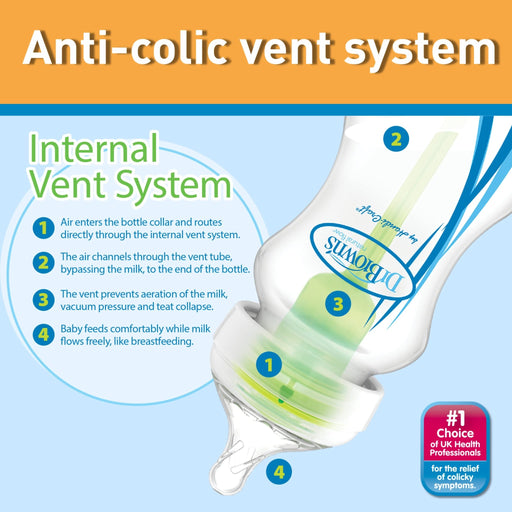 Dr Brown's - 5oz/150mL Glass Wide - Neck Anti - colic Options+ Baby Bottle, 2 - Pack Mother & Baby
