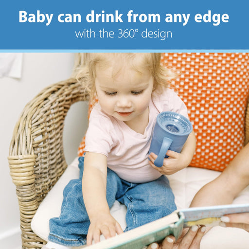 Dr Brown's - 7oz/200mL,Cheers360 Spoutless Transition Cup, w/ Handles, Blue Mother & Baby