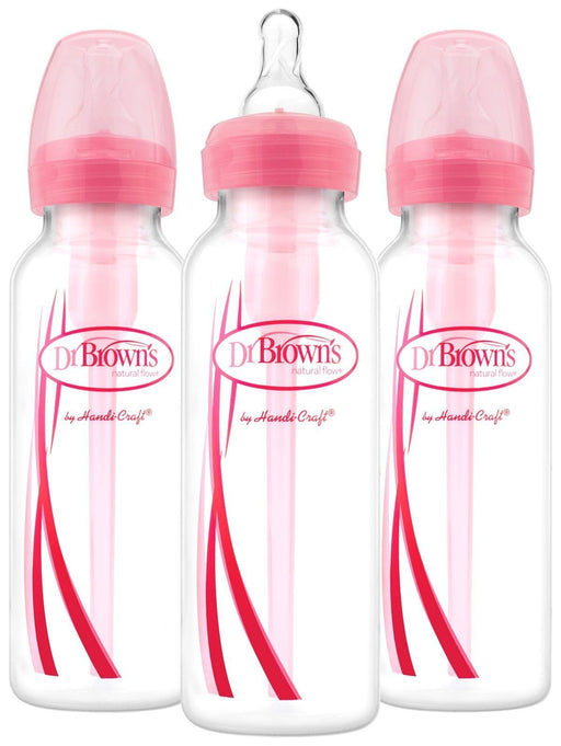 Dr Brown's - 8oz/250mL Narrow Anti - colic Options+ Baby Bottle, Pink, 3 - Pack Mother & Baby