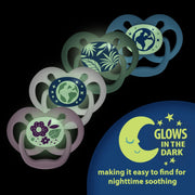 Dr Brown's - Advantage Pacifier, Stage 2, Scooter Squirrel and Glow in the Dark Purple Nature, 4 - Pack Mother & Baby