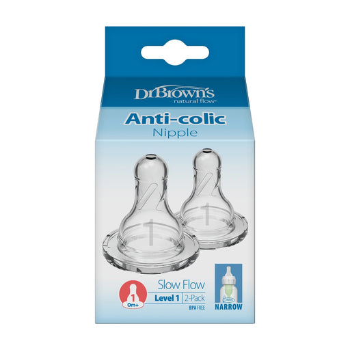 Dr Brown's - Level 1 Silicone Narrow Nipple, 2 - Pack Mother & Baby