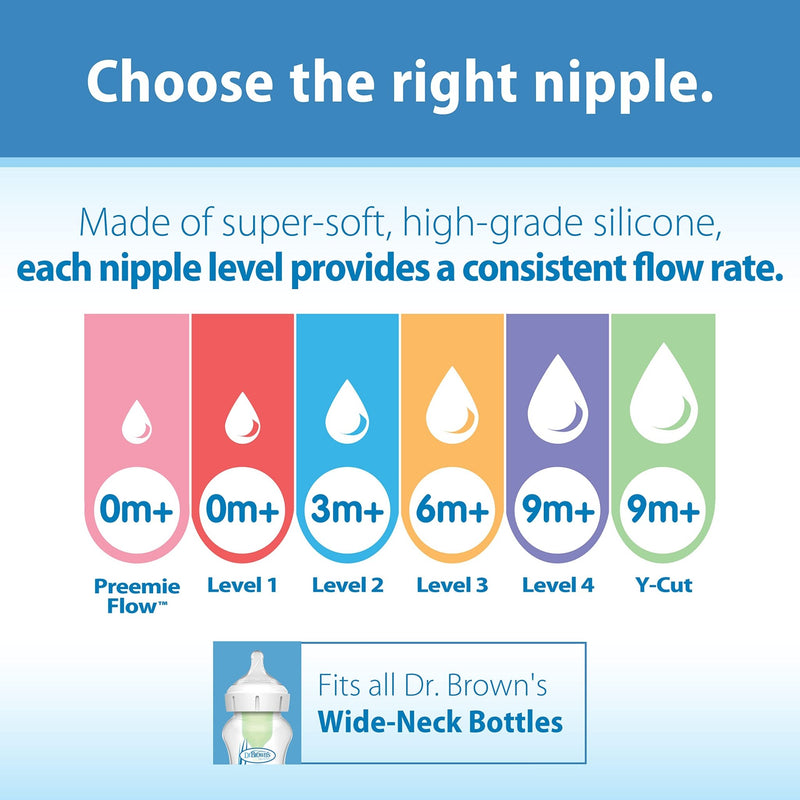 Dr Brown's - Level 1 Silicone Wide - Neck Nipple, 2 - Pack Mother & Baby