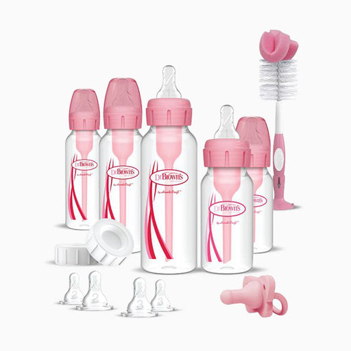 Dr Brown's - Narrow Anti - colic Options+ Baby Bottle Gift Set, Pink Mother & Baby