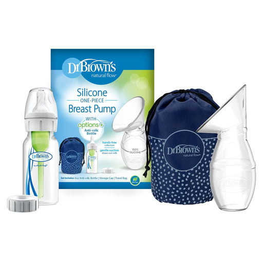 Dr Brown's - Silicone One - Piece Breast Pump w/ 4oz/120mL Narrow Anti - Colic Bottle Mother & Baby
