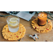 Danica - Ochre Macrame Coaster Set of 4 - lifestyle