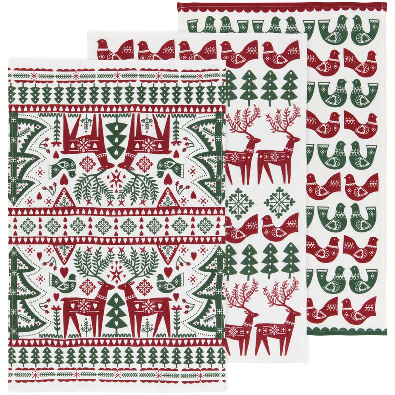Now Designs - Folk Forest Christmas Bakers Floursack Dishtowels