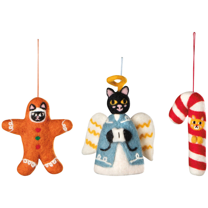 Bauble Cats Felt Christmas Tree Ornament — possible assortment styles; one random ornament included
