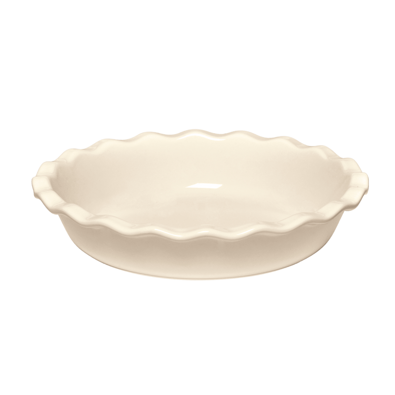 Emile Henry ceramic pie dish in Clay White, 10.2 inches