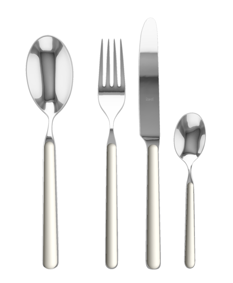 Mepra Fantasia flatware in China (porcelain white) - table spoon, fork, knife and coffee spoon