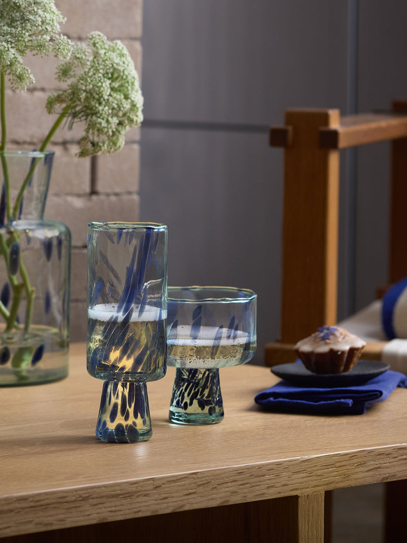 LSA - Sea Glass - Cocktail Saucers (Set of 2) | 250 mL - Ocean Blues - detail or setting view