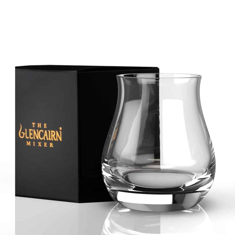 Glencairn Canadian whisky glass beside its black gift box