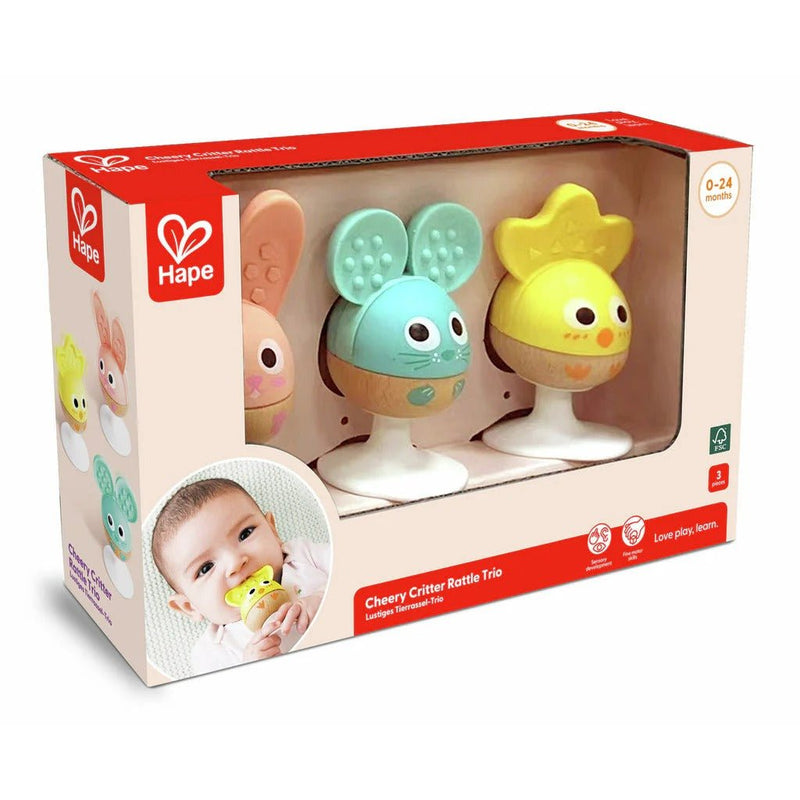 Hape - Cheery Critter Rattle Trio Mother & Baby