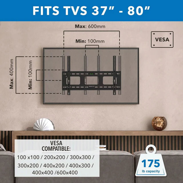 Mount-It! MI-303B Heavy-Duty Tilting TV Wall Mount – Black – gallery detail 2