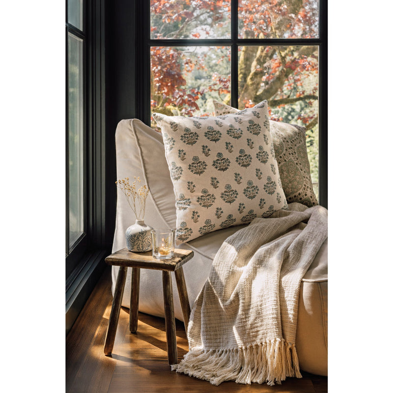Heirloom - Salvia Block Print Pillow 20 x 20 inch Home & Kitchen