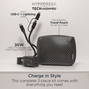 HyperGear - TECHcessories Charging Kit | 30W, Carbon Fibre