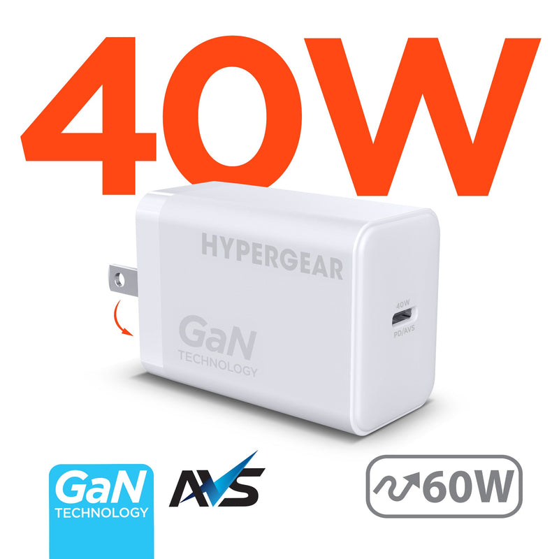 HyperGear - SpeedBoost USB-C GaN Wall Charger | 40W, White