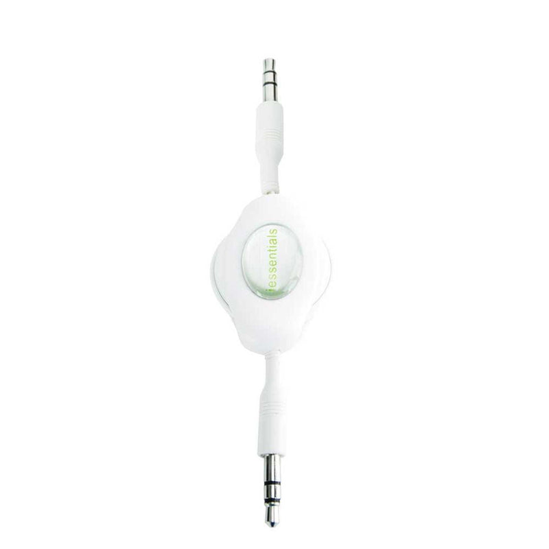 iEssentials - Auxiliary Stereo 35Mm Cable Retractable 33Ft - White - Limolin 