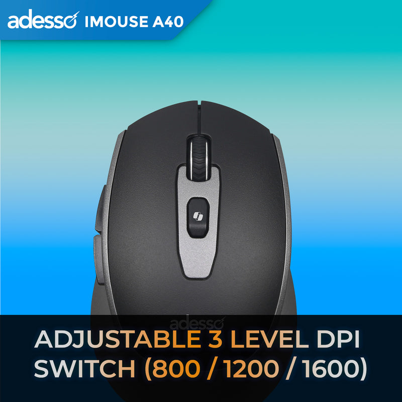 Adesso – Mouse Wireless A40 Bluetooth/2.4Ghz RF with programable AI Hotkey & Quiet Switches
