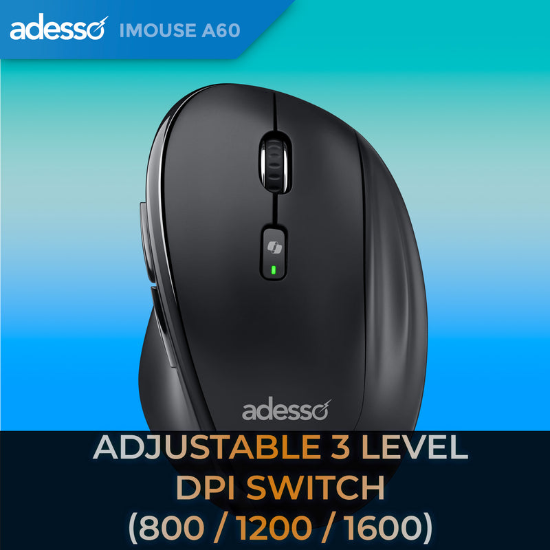Adesso – iMouse A60 Bluetooth and 2.4GHz Wireless Ergonomic Mouse with Copilot AI Hotkey