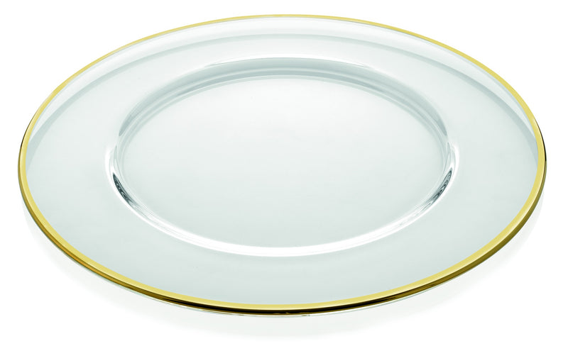 IVV - Aria - Charger in clear glass with gold decorated line