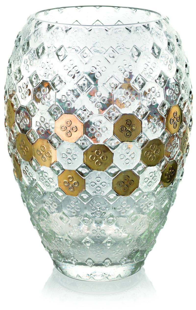 IVV - Sixties - Cold cut vase in clear glass with gold decoration