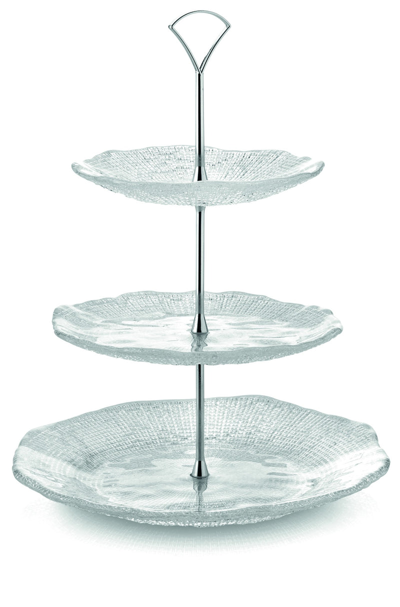 IVV - Diamante' - 3 tier cakestand in clear glass with metal stand Piatti I Plates