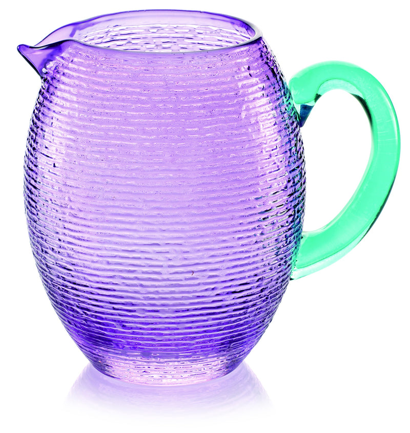 IVV - Multicolor - Pitcher amethyst with turquoise handle in mass colored glass