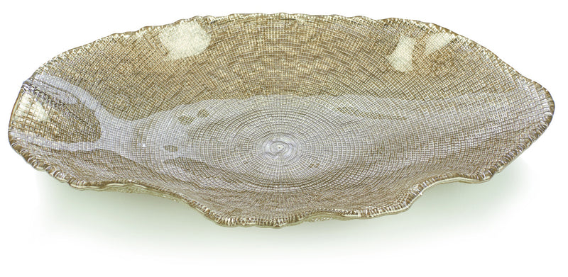 IVV - Folies - Centro tavola ovale in vetro decoro tortora metallizzato I Oval centerpiece in dove grey decorated glass