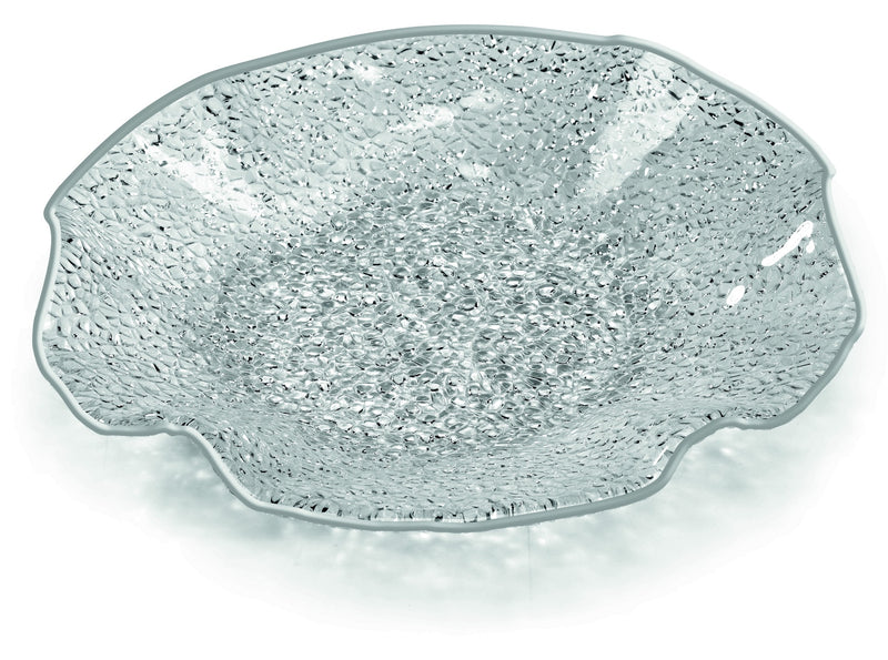IVV - Lirica - Scalloped plate in silver decorated glass silver-plated