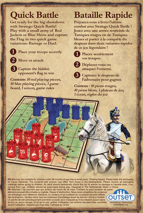 Jumbo Stratego Quick Battle bilingual box back, item 82136
