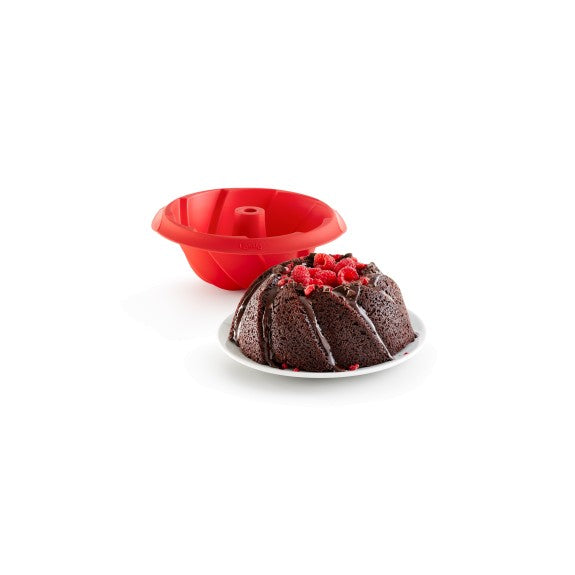 Lékué - Savarin Spiral Bundt Cake Pan Mould 20cm Red