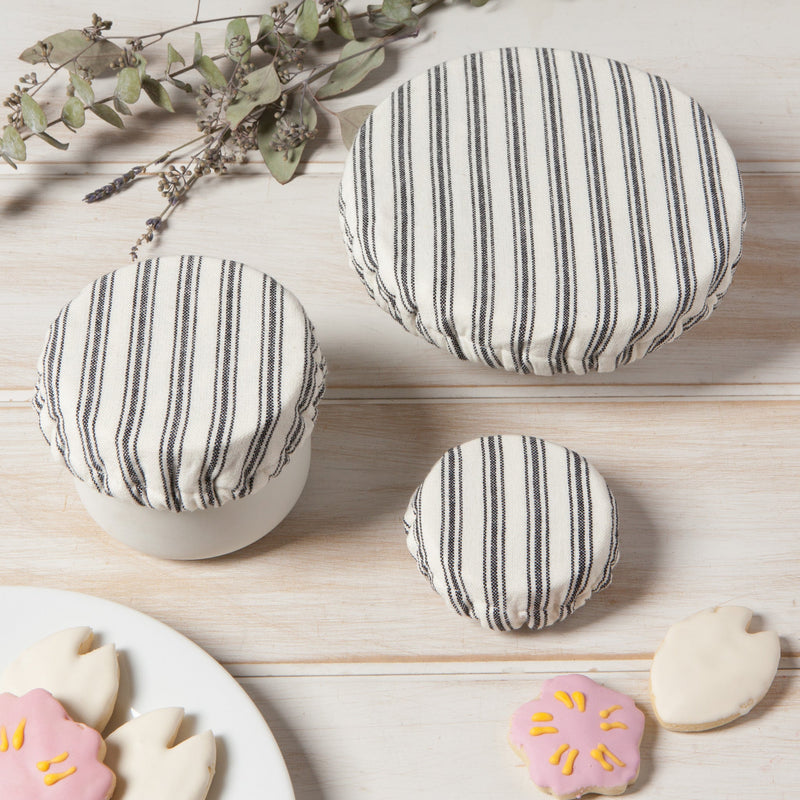 Heirloom - Ticking Stripe Mini Bowl Cover Set of 3 - lifestyle