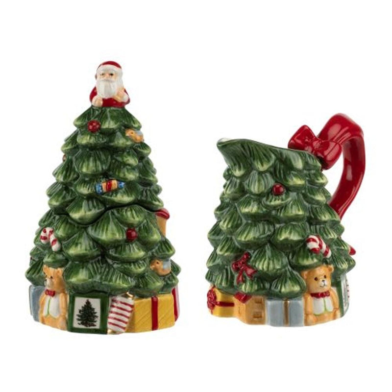 Spode - Christmas Tree Figural Sugar Bowl & Creamer Set