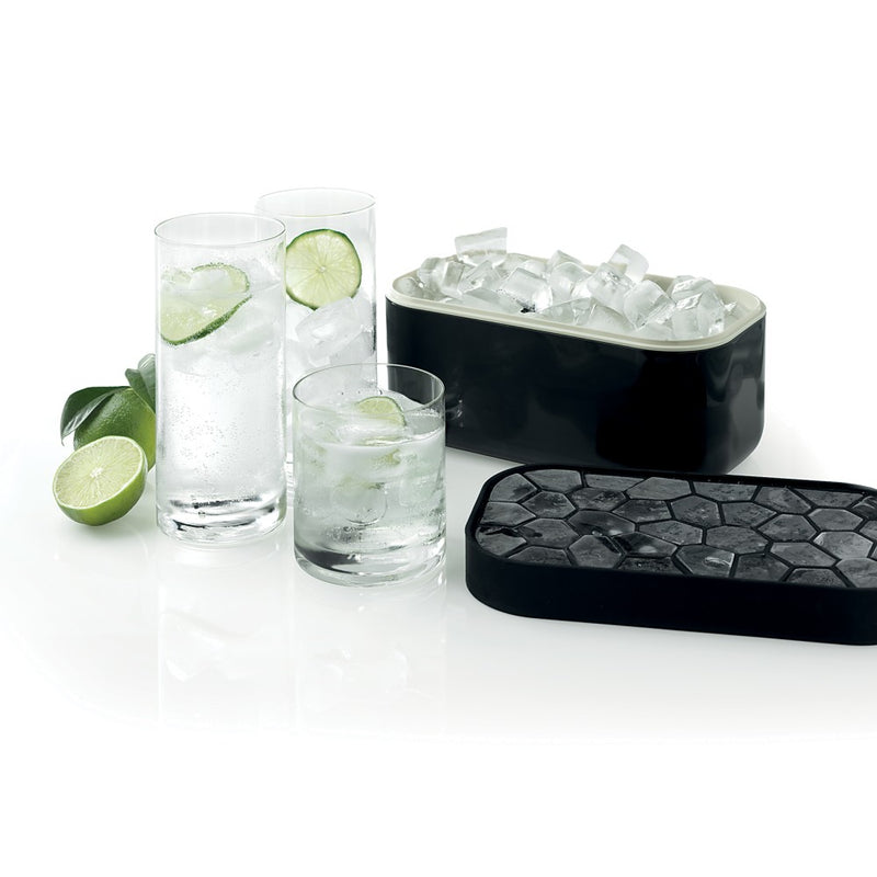 Lékué - Ice Box Silicone Ice Cube Tray and Storage Box Black
