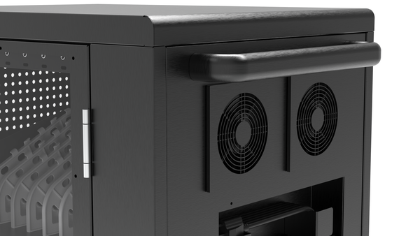 Luxor – 30-Device USB-C Laptop Charging Cart with Locking Door and Fans | Black