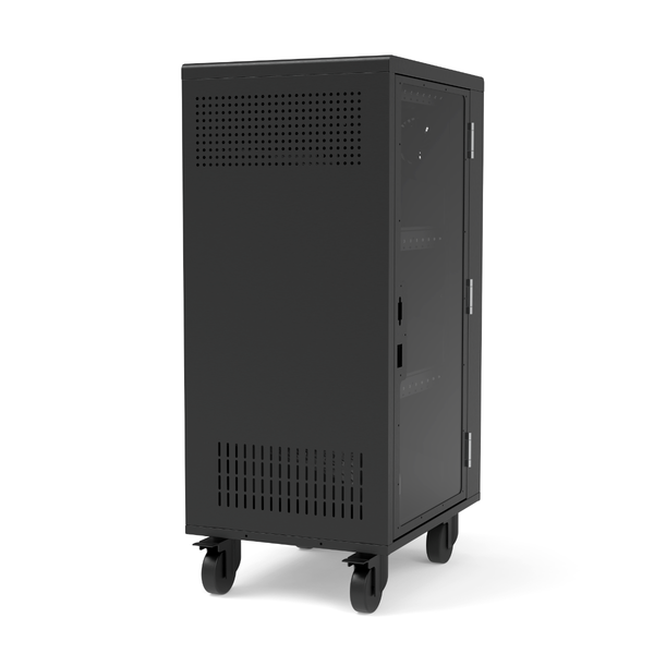 Luxor – 30-Device USB-C Laptop Charging Cart with Locking Door and Fans | Black