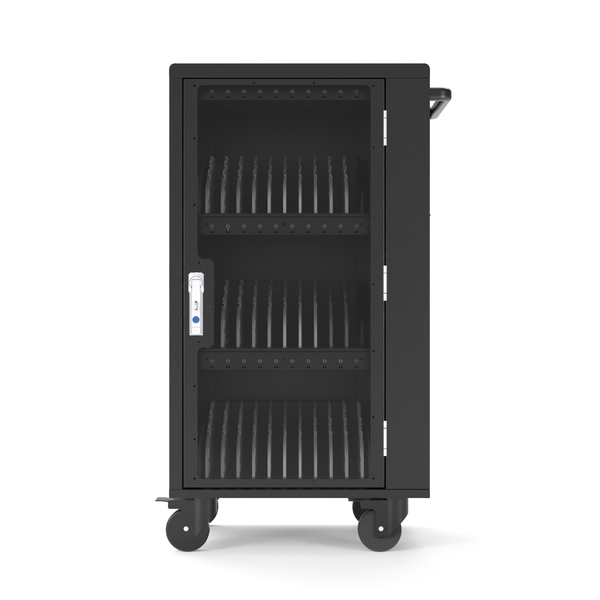 Luxor – 30-Device USB-C Laptop Charging Cart with Locking Door and Fans | Black