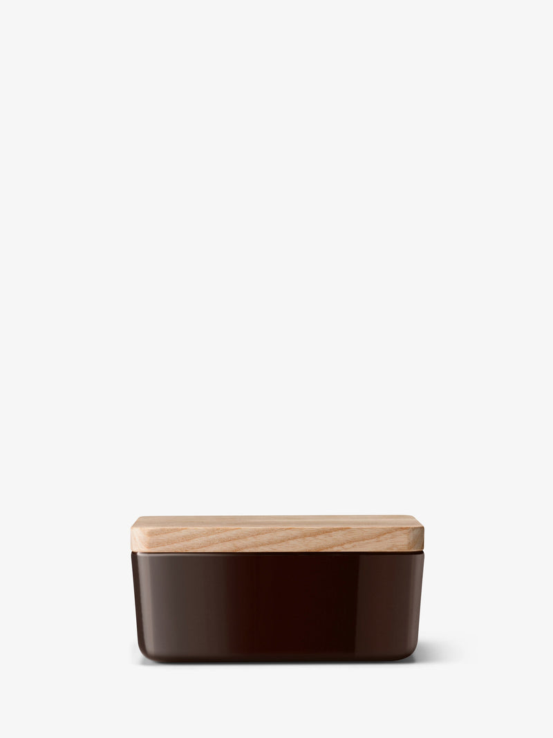 LSA - Collective - Butter Dish with Ash Wood Lid - Mocha - product view