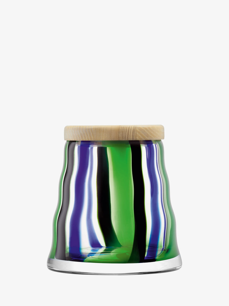 LSA - Folk - Container with Ash Wood Lid | H15 cm - Black / Blue / Green - product view
