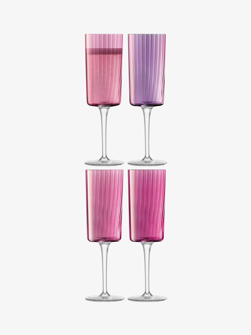 LSA - Gems Champagne Flute 210ml Assorted Garnet x 4 Home & Kitchen